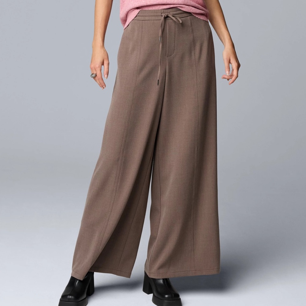 Elegant Brown Wide-Leg Pants